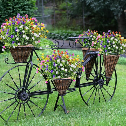AmyHomie 20 Bundles Artificial Flowers for Outdoor Outside Spring Summer Decoration UV Resistant Faux Flowers No Fade Fake Plastic Plants Garden Porch Window Box Decorating