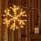 Fudios Lighted Snowflake LED Warm White Battery Operated with Timer 70L Fairy Lights 14in for Christmas Wall Window Winter Decoration Indoor Outdoor use