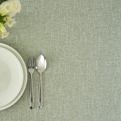 maxmill Flaxy Faux Linen Table Cloth with 2-Tone Slubby Texture Wrinkle Resistant Anti-Shrink Soft Tablecloth for Kitchen Dining Tabletop for Buffet Banquet Parties Rectangle 52 x 70 Inch Sage