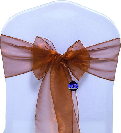 MDS Pack of 200 PCS Organza Chair Sashes Wider Dining Chair Bows Ribbon Tie Back for Wedding Party Birthday Bridal Shower Reception Event Banquet Home Chair Cover Decoration - Bronze