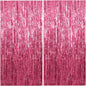 2 Pack Foil Curtain Backdrop Pink Metallic Tinsel Foil Fringe Curtains Photo Booth Props for Birthday Wedding Engagement Baby Shower Bachelorette Christmas Holiday Celebration Party Decorations