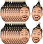 Big Dot of Happiness Custom Photo Adult Happy Birthday - Black & Gold Personalized Birthday Party DIY Paper Shaped Fun Face Cut-Outs - 24 Count