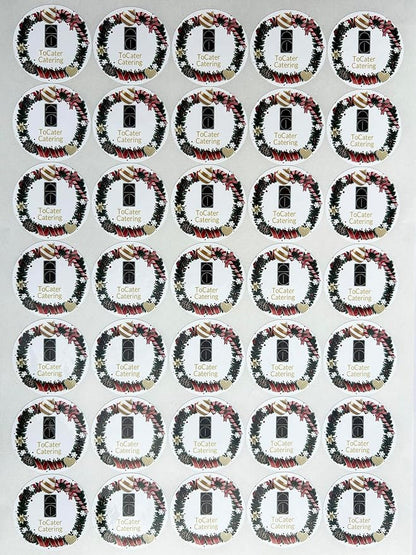 Custom Stickers for Weddings, Birthdays & Businesses - Personalized Labels with Your Logo - Waterproof, Fade and Heat Resistant - Pack of 100-1000 (Wreath O, 2 Inch)