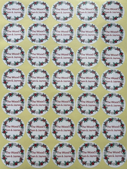 Custom Stickers for Weddings, Birthdays & Businesses - Personalized Labels with Your Logo - Waterproof, Fade and Heat Resistant - Pack of 100-1000 (Wreath M, 4 Inch)