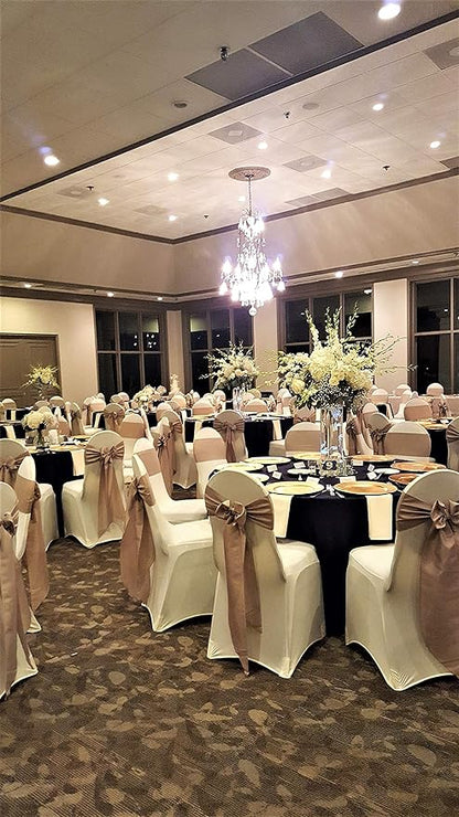 Obstal 50 PCS Satin Chair Sashes Bows for Wedding Reception- Universal Chair Cover Back Tie Supplies for Banquet, Party, Hotel Event Decorations