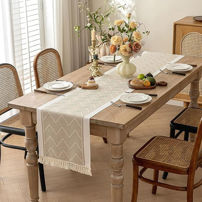 Table Runners 95 Inches,Waterproof Boho Table Runner with Tassel Fringe,Table Runner for Party Coffee Table