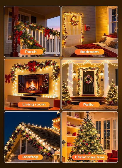 Minetom LED Clear Christmas String Lights, 200 Count 66 Feet LED Christmas Lights Bulb, Christmas Decorations Indoor, White Christma Tree Lights for Indoor Outdoor Xmas Wedding Party Festival