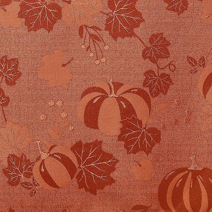 Smiry Thanksgiving Table Runner, 13x72 Inch Waterproof Fabric Damask Table Runner for Harvest Parties and Holidays, Terracotta