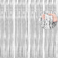 BTSD-home Silver Foil Fringe Curtain, Metallic Photo Booth Backdrop Tinsel Door Curtains for Wedding Birthday Bridal Shower Baby Shower Bachelorette Christmas Party Decorations(4 Pack, 8ft x 3ft)