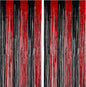 2 Pack 3.3x8.2 Feet Red and Black Foil Fringe Backdrop Curtains, Tinsel Streamers Birthday Party Decorations, Fringe Backdrop for Graduation, Movie Night, Horror Party