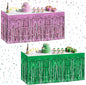 2 Pack Light Pink Green Table Skirts, 29x108" Metallic Foil Tinsel Fringe Table Skirt for Rectangle Tables Streamer Curtains Backdrop, Party Decorations for Birthdays, Weddings, Holidays