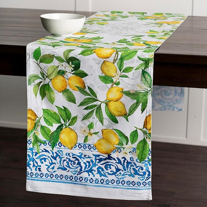 Maison d' Hermine Table Runner 100% Cotton Single Layer Table Runners 72 inches Long Decorative for Home Kitchen Dining Party Baby Shower Wedding Bridal Shower Spring Summer (Cedrat, 14.50" x 72")