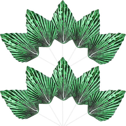 Ephlyn 6Pcs Paper Palm Leaves Fan Cake Toppers Palm Leaf Fan Cake Picks Craft DIY Fan Cupcake Toppers Palm Spear Leaves Cake Decorations for Baby Shower Wedding Birthday Party Supplies Bright Green