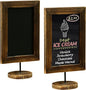 MyGift Set of 2, 12 Inch Chalkboard Sign with Burnt Wood Rectangular Frame and Round Base, Rustic Wedding Table Place Card Signage, Small Kitchen Countertop Memo Board