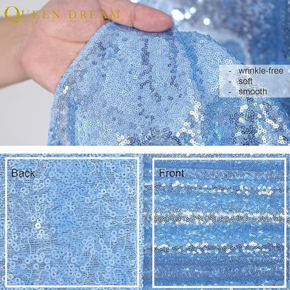 Baby Blue Curtains Backrop for Wedding Parties: 10ftx10ft Sequin Photo Backdrop Drapes for Baby Shower Photography Background