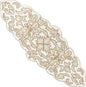 Beaded Table Runner 13 x 36 Inches - Elegant Dining Table Centerpiece with Glass Beads & Polyester Back, Handmade Decorative Runner for Weddings, Parties & Holiday Décor (White & Gold) - CLEENTABLE