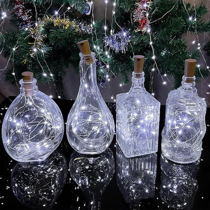 Wine Bottle Lights with Cork, 20 LEDs 6.6 Feet Silver Wire Cork Bottle Lights,Fairy Mini String Lights,for DIY Jar Halloween,Christmas,Party,Decor,Wedding Listing (10 Pack, Cool White)