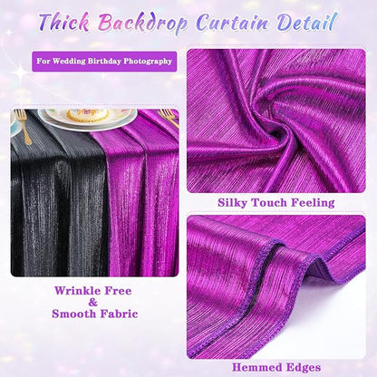 Glitter Sequin Backdrop Curtains for Halloween - 19.2x8FT Wrinkle-Free Glitter Drapes Purple Photo Backdrop Drapes for Wedding Birthday Photography Background 4 Panels 4.8x8FT