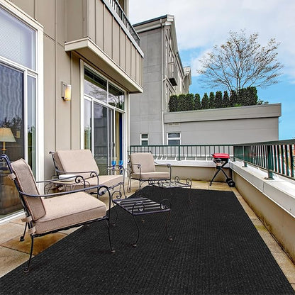 Ottomanson 3'11" x 30' Hallway Runner with Scraper Pile - Extra Durable Non-Slip Rug Mat for Indoor & Outdoor Use - Ideal for Kitchen, Entryway & Garage - High-Traffic Carpet, Black