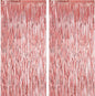 2 Pack Rose Gold Foil Fringe Backdrop Curtains, Tinsel Streamers Birthday Party Decorations, Fringe Backdrop for Graduation, Baby Shower, Gender Reveal, Disco Party