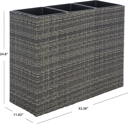 SAFAVIEH Outdoor Collection Rita Grey/Brown Woven Rectangular Flower Rack