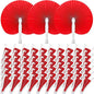 Handepo 200 Pieces Wedding Fans Folding Paper Fans Paper Fans Round Shaped Folding Fans Handheld Fan with Plastic Handle for Wedding Celebration Birthday Party Favor (Red)