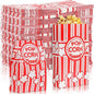 500 Pcs Paper Popcorn Bags Bulk 2 oz Large Flat Bottom Boxes Red and White Disposable Container Sleeve Movie Night Popcorn Bucket for Retro Movie Themed Party Carnival Supplies (Red and White)