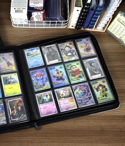 12 Pockets Premium Card Binder 480 Cards Trading Card Binders Side Load Card Storage Display Album(12 Pocket 480 Card Slot,Black)