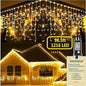 KNONEW 99ft 1216 LED Christmas Lights Outdoor Decorations with 228 Drops, 8 Modes Curtain Fairy String Light, Clear Wire LED String Light Indoor Decor for Wedding Party Christmas
