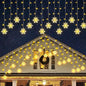 150 LED Christmas Icicle Lights with Snowflakes, Hanging Snowflake Light with 8 Modes, Connectable Warm White Icicle Lights for Outside, Roof, Window, Holiday Party Decor