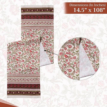 Maison d' Hermine Table Runner 100% Cotton Single Layer Table Runners 108 inches Long for Thanksgiving Christmas Decorations Home Kitchen Dining Party Wedding (Reveillon Au Jardin, 14.5" x 108")