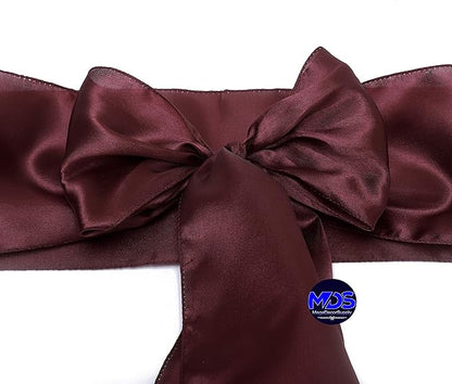 MDS Pack of 125 PCS Satin Chair Sashes Charmeuse Sateen Dining Chair Bows Ribbon Ties Back Sash for Wedding Party Birthday Home Hotel Restaurant Banquet Decoration (7 x 108 Inch, Burgundy)