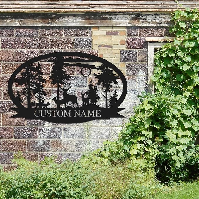 Personalized Deer Metal Cabin Sign | Custom Metal Sign | Personalized Camping Signs | Deer Hunter Gift | Custom Signs Outdoor Metal | Custom Family Name Sign | Cabin Decor | Porch Sign