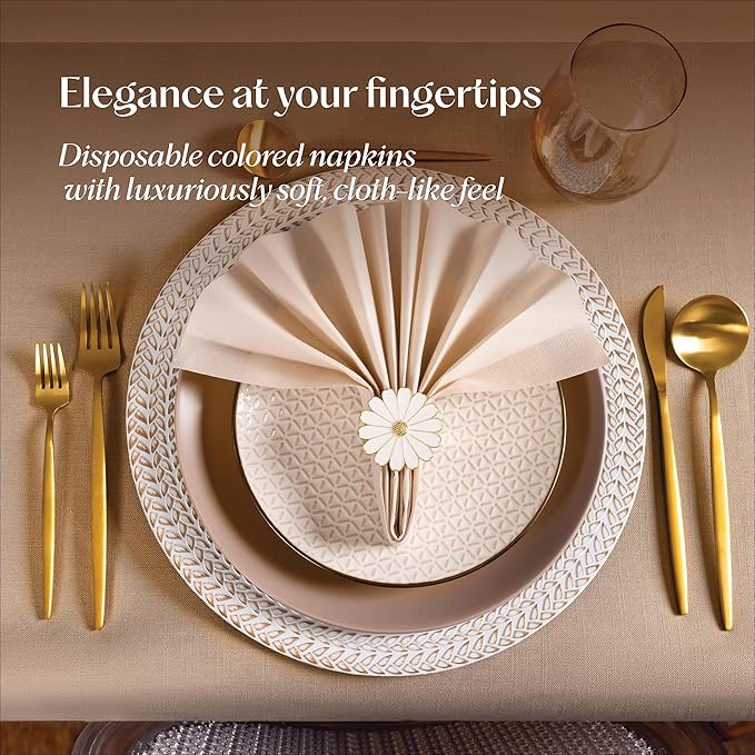 50-Pack Disposable Linen-Feel Black Napkins, 12" x 17" Cloth-Like Paper Dinner Napkins For Wedding, Bathroom, Party Or Event,