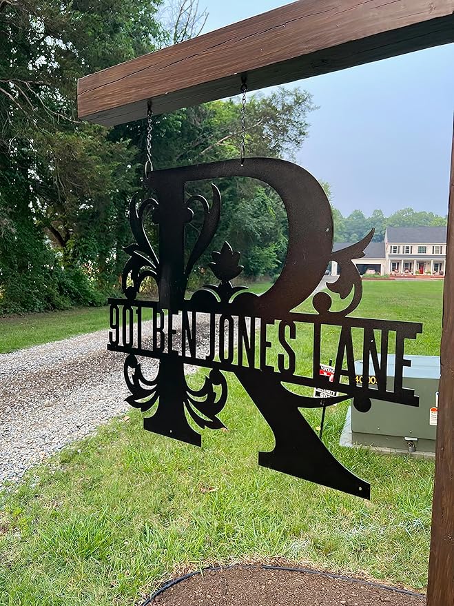 Personalized Metal Name Signs, Split Letter Monogram Wall Decor, Custom Last Name Sign, Family Name Sign for Outdoor, Personalized Wedding Gift, Garden Decor, Metal Wall Art, Housewarming Gift (MonogramDesign_4)