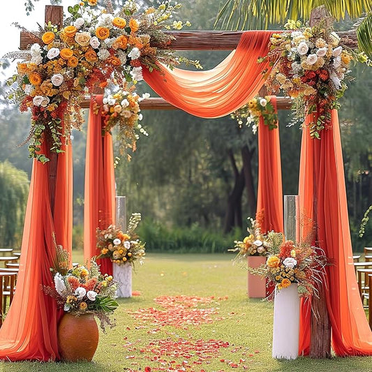 Arch Drapes for Wedding Arch Draping Fabric Terracotta Sheer Backdrop Curtain for Ceremony Bridal Party Decor 6 Yards 19Ft Length x 28" Width 1 Panel