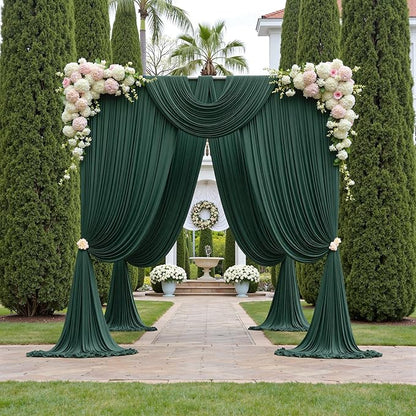 10ftx10ft Wrinkle Free Hunter Green Backdrop Curtains for Party Background, 2 Panels Silky Polyester Green Photo Backdrop Drapes Back Drop Cloth for Wedding Birthday Photography Baby Shower Decor