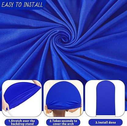 6FT Royal Blue Arch Backdrop Cover - Spandex Fitted Wedding Arch Stand Covers Round Top Chiara Arch Backdrop Cover for Birthday Party Banquet Photo Background Decoration