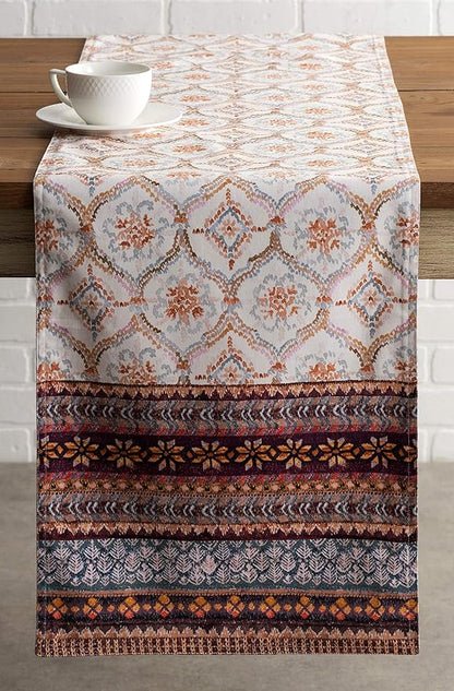 Maison d' Hermine Table Runner 100% Cotton Double Layer Table Runners 72 inches Long for Thanksgiving Christmas Decorations Home Kitchen Dining Party Wedding (Fair Isle, 14.5" x 72")