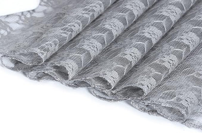 MDS Pack of 15 Wedding 12 x 108 inches Lace Table Runner for Wedding, Decorations for Birthday Parties, Banquets, Graduations, Engagements, and Runners fit Rectangle, Round Table- Silver Gray