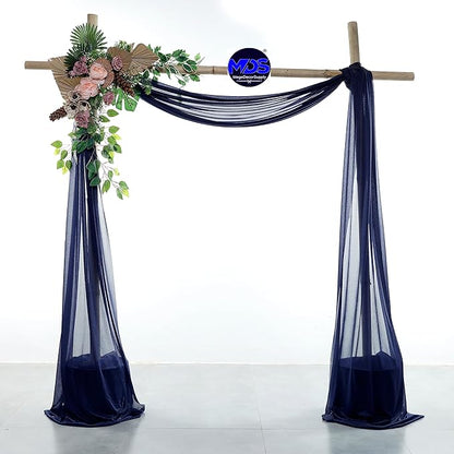 MDS Halloween Chiffon Draping Fabric - 2 Panel, 30" Wide x 30ft Long - Sheer Spooky Arbor & Canopy Drapery for Haunted House Backdrops, Party Ceilings, DIY Costumes & Themed Events - Navy Blue