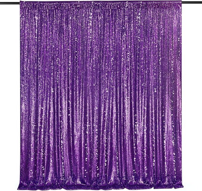 10ft x 10ft Purple Sequin Backdrop Glitter Halloween Party Backdrop Curtains Photo Background for Stage Wedding Baby Shower Decorations