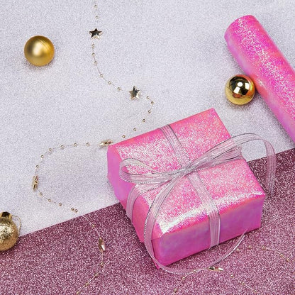 WRAPAHOLIC Wrapping Paper Roll - Pink/White/Purple Rainbow Color for Birthday, Wedding, Mother's Day, Valentine's Day, Holiday, Baby Shower Wrap - 3 Rolls - 30 inch X 120 inch Per Roll