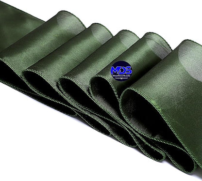 MDS Pack of 300 PCS Satin Chair Sashes Charmeuse Sateen Dining Chair Bows Ribbon Ties Back Sash for Wedding Party Birthday Home Hotel Restaurant Banquet Decoration (7 x 108 Inch, Olive Green)