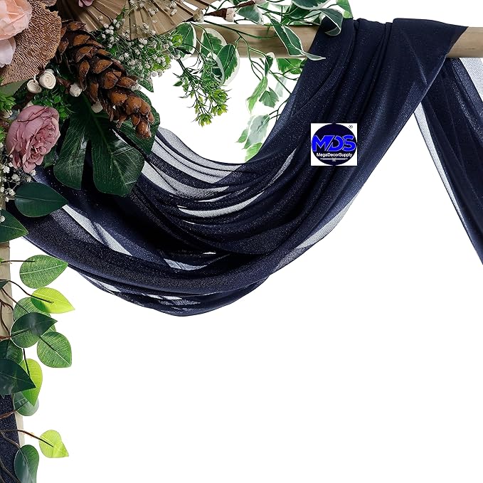 MDS Halloween Chiffon Draping Fabric - 1 Panel, 30" Wide x 50ft Long - Sheer Spooky Arbor & Canopy Drapery for Haunted House Backdrops, Party Ceilings, DIY Costumes & Themed Events - Navy Blue