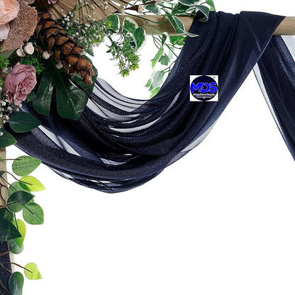 MDS Halloween Chiffon Draping Fabric - 1 Panel, 30" Wide x 50ft Long - Sheer Spooky Arbor & Canopy Drapery for Haunted House Backdrops, Party Ceilings, DIY Costumes & Themed Events - Navy Blue