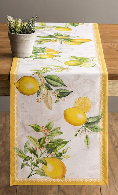 Maison d' Hermine Table runner 100% Cotton Single Layer Table Runners 72 inches long Decorative for Home Kitchen Dining Party Baby Shower Wedding Bridal Shower Spring Summer (Limoncello, 14.50" x 72")