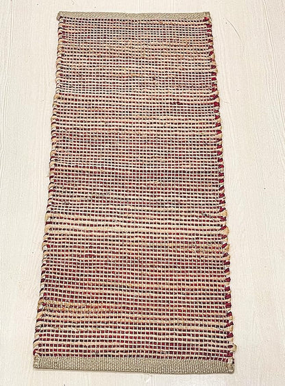 Chardin home Natural Jute Table Runner 13x36 Inch – Vintage Boho Rustic Table Decor – Handwoven Table Runner in Natural Jute and Red – Farmhouse Dining or Console Table Accent