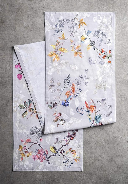 Maison d' Hermine Table Runner 100% Cotton Single Layer Table Runners 36 inches Long for Thanksgiving Christmas Decorations Home Kitchen Dining Party Wedding (Equinoxe - Grey, 14.5" x 36")
