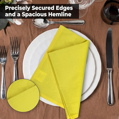 Urban Villa Yellow Napkins Solid Set of 12 Cloth Dinner Napkins Size 20x20 Inches Cloth Napkins 100% Cotton with Mitered Corners Ultra Soft Dinner Napkins